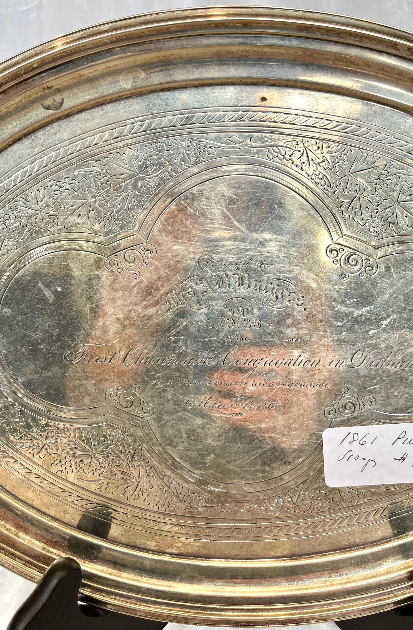 19th Century Coin Silver Presentation Plate