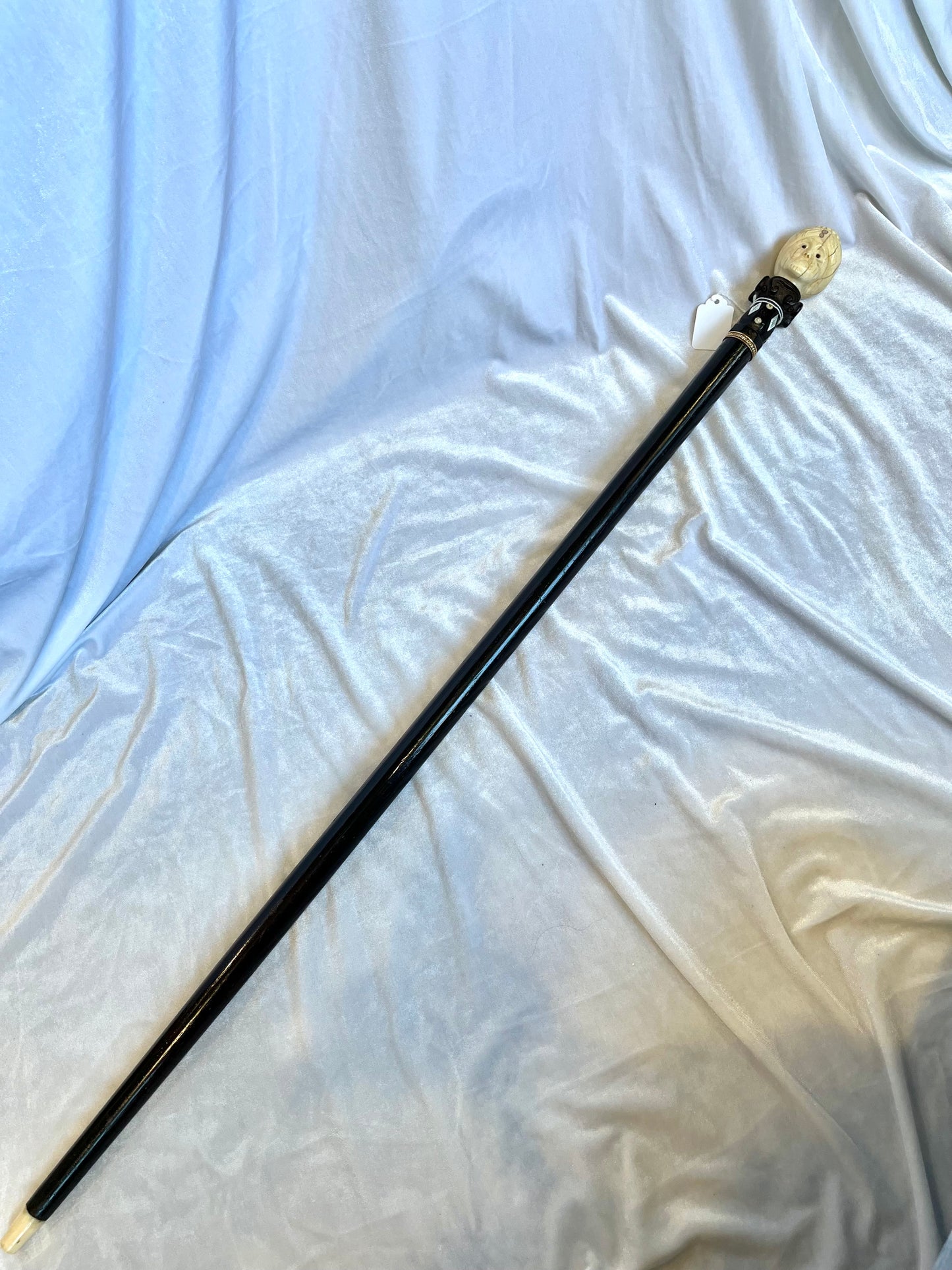 19th Century Carved Cane With Man in Headdress