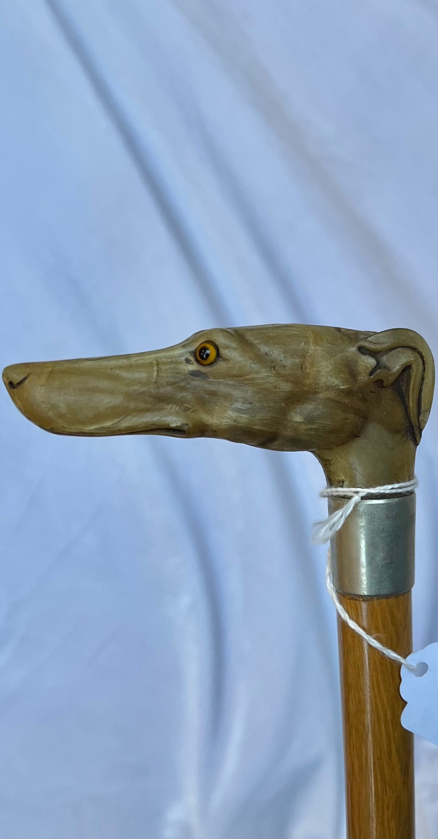 Antique Carved Cane with Greyhound Dog