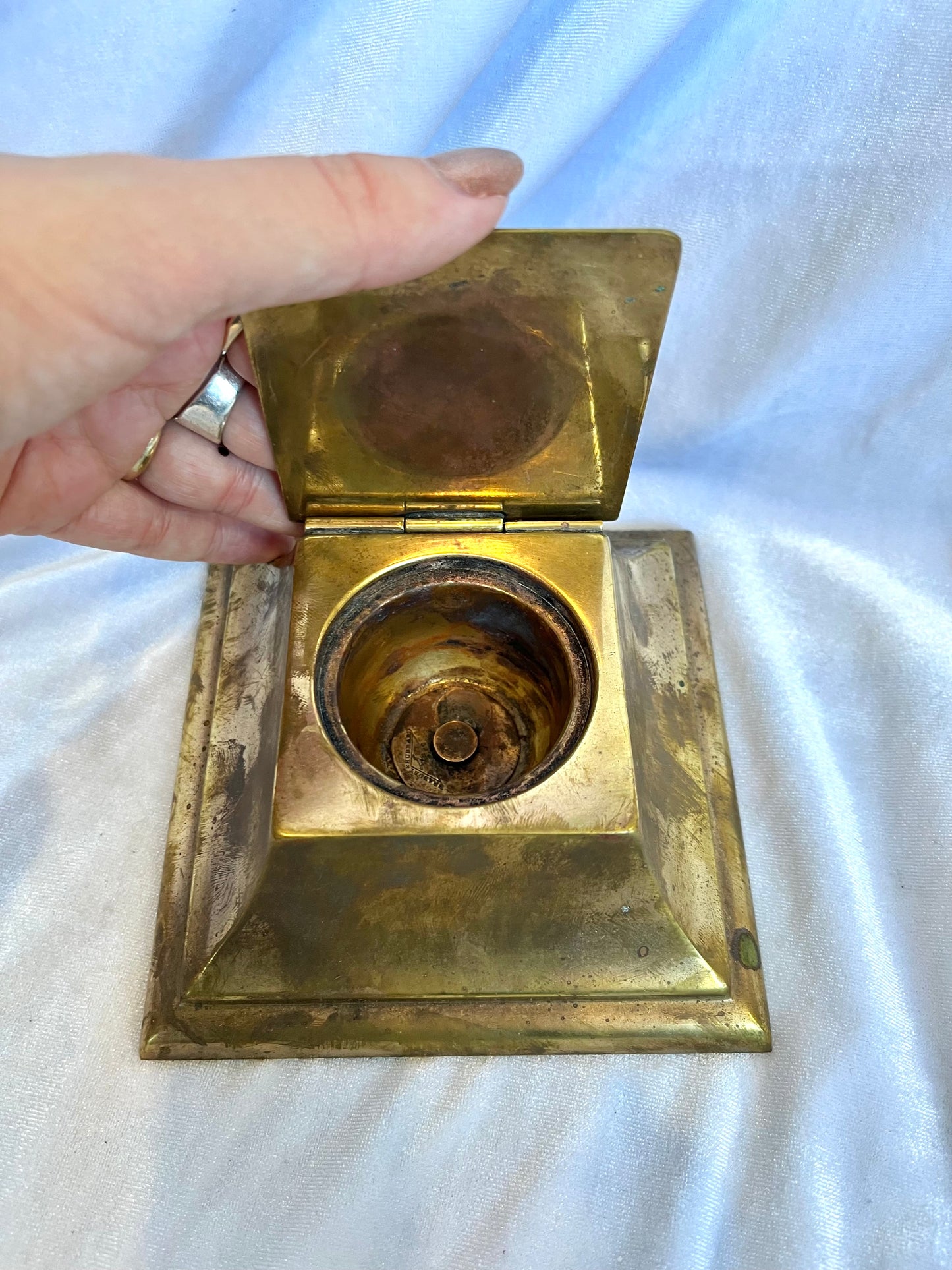 Antique Brass Inkwell