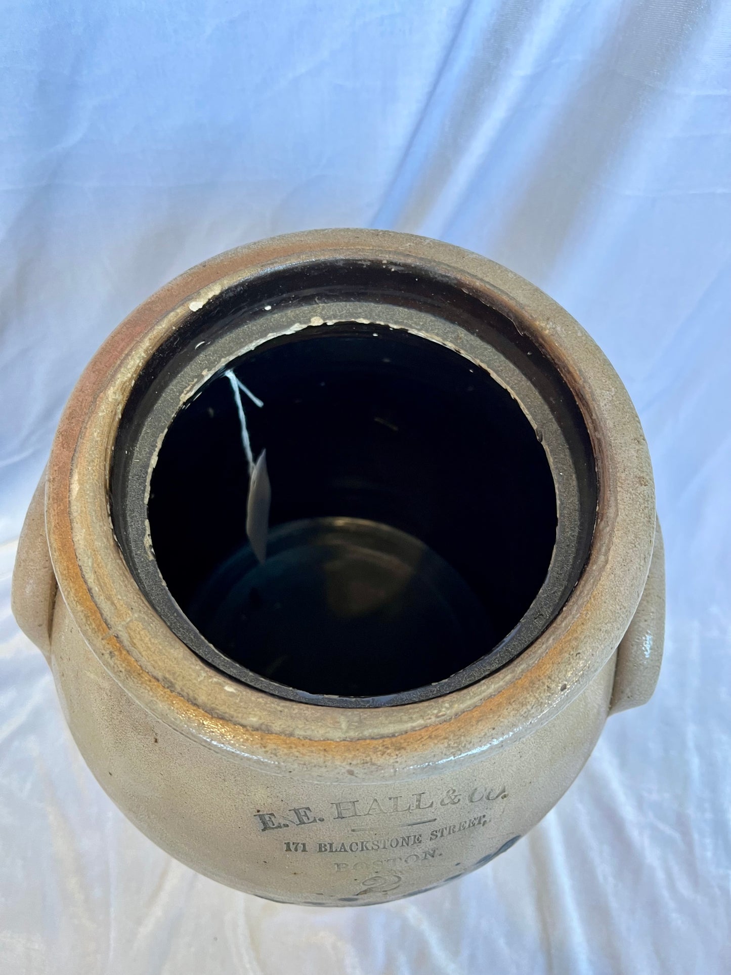 19th Century E.E. Hall & Co Boston Salt Glazed Crock