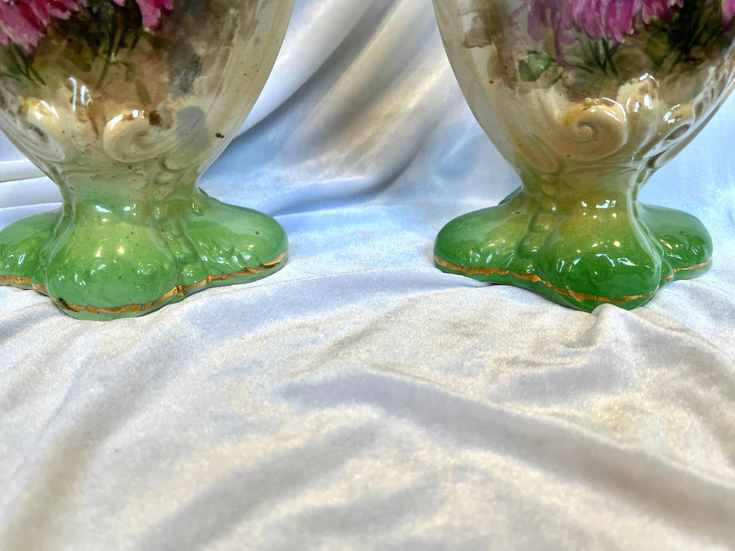 Pair of Austrian Art Noveau Floral Vases