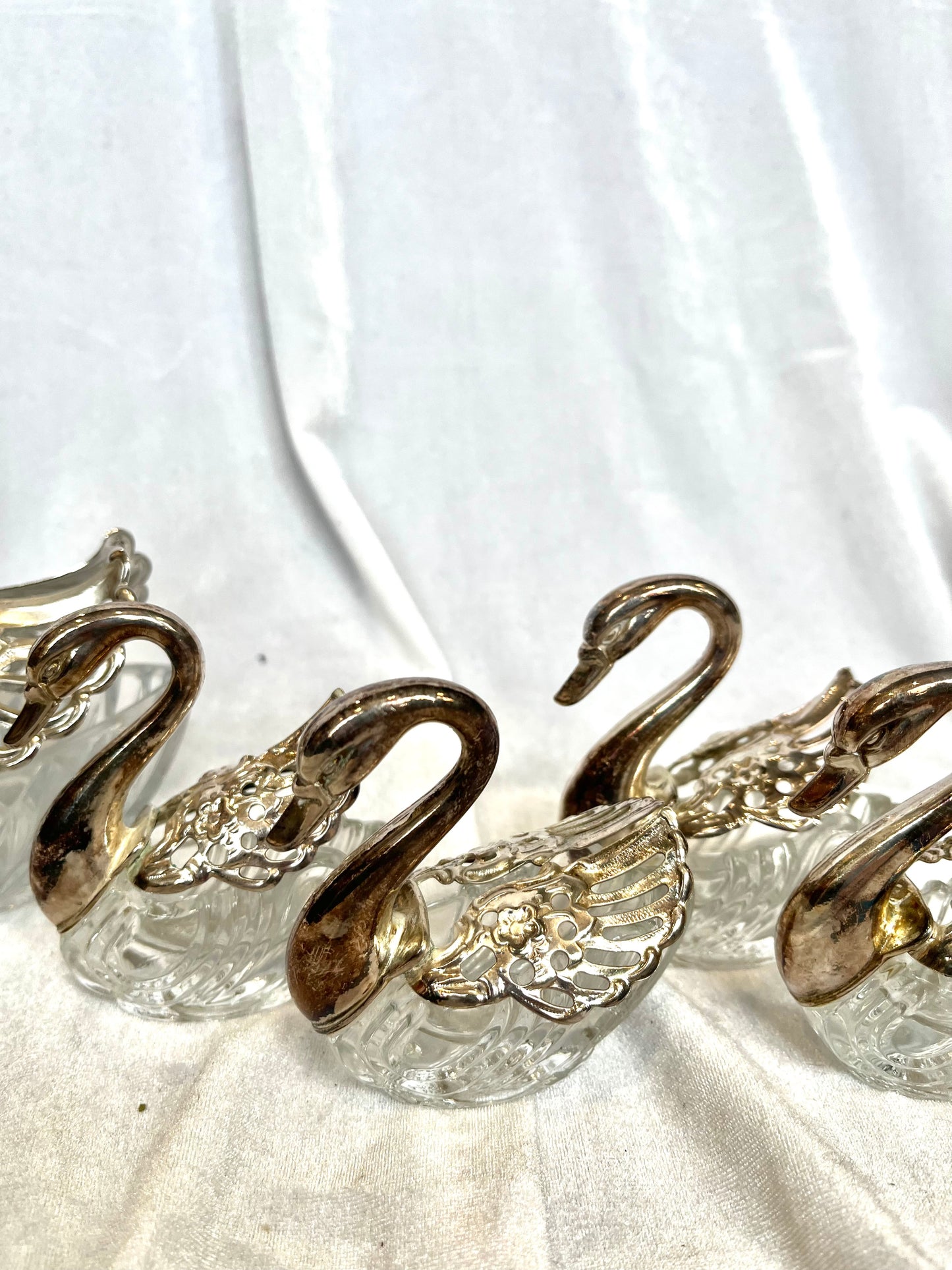 Silver and Glass Mesler Salt Cellars