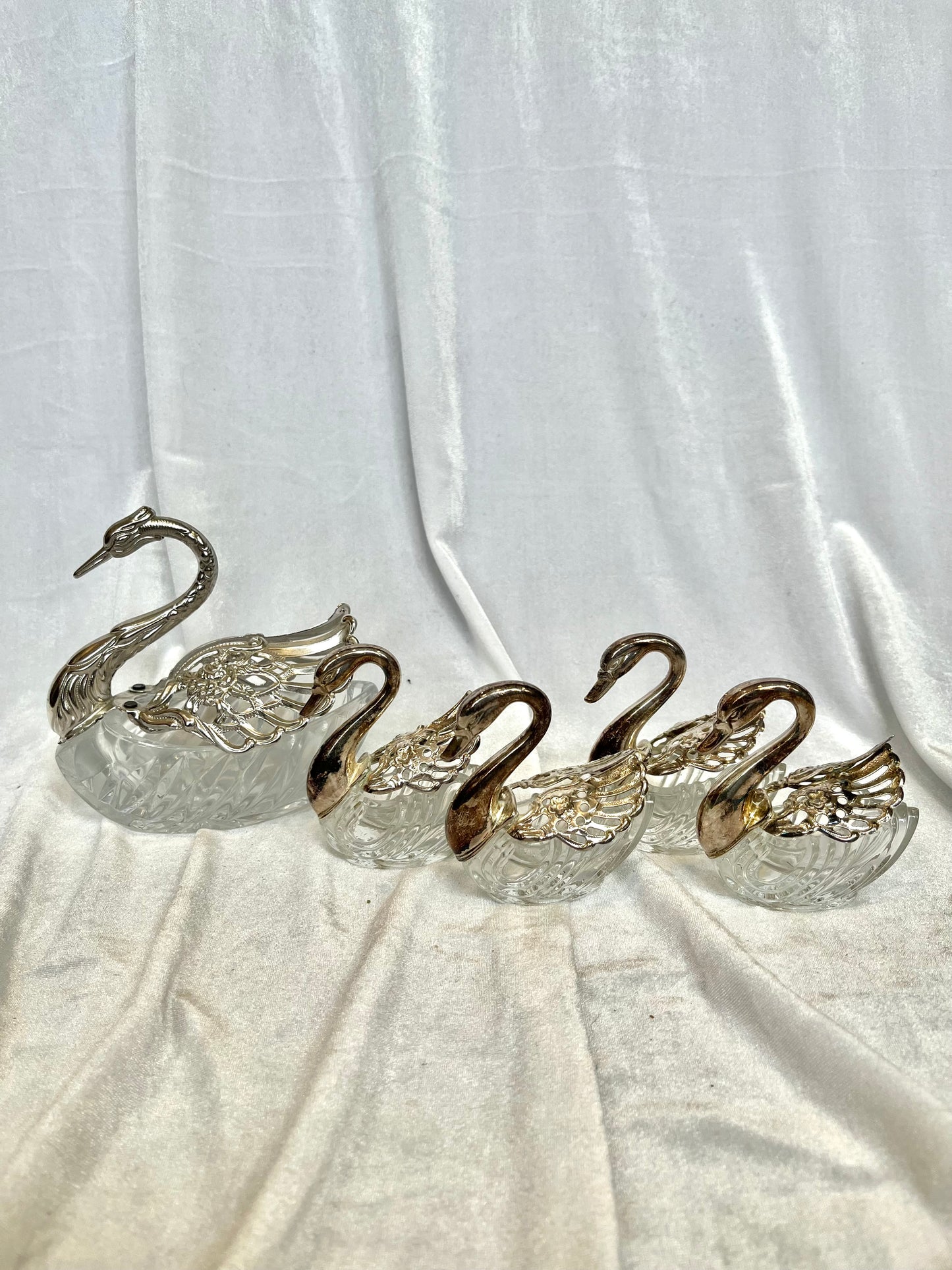 Silver and Glass Mesler Salt Cellars