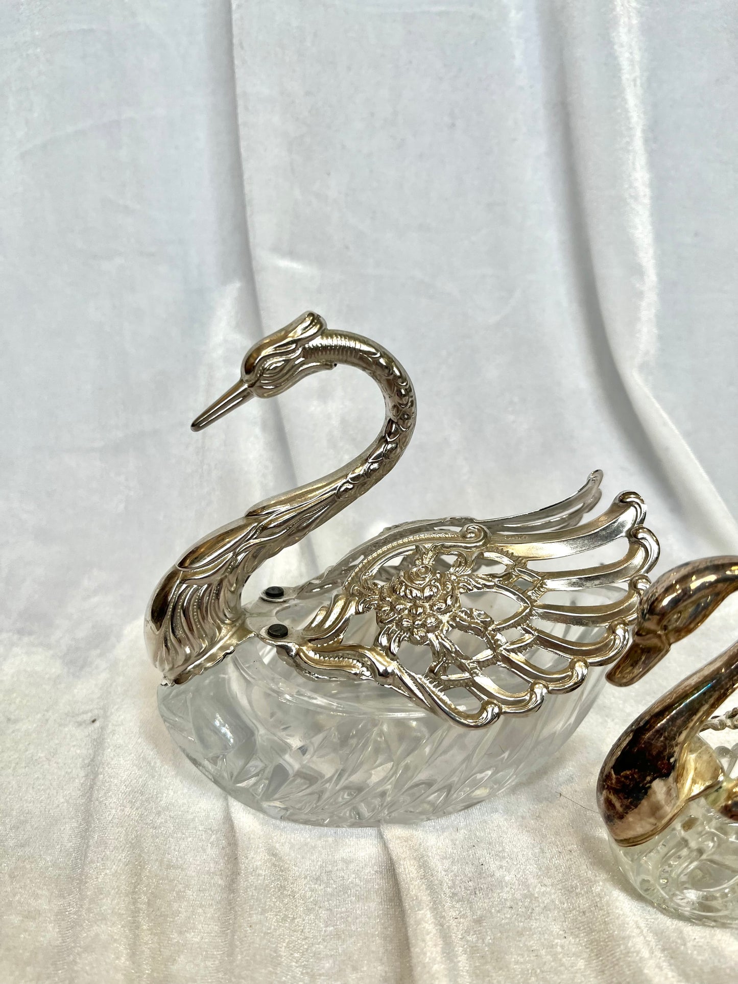 Silver and Glass Mesler Salt Cellars