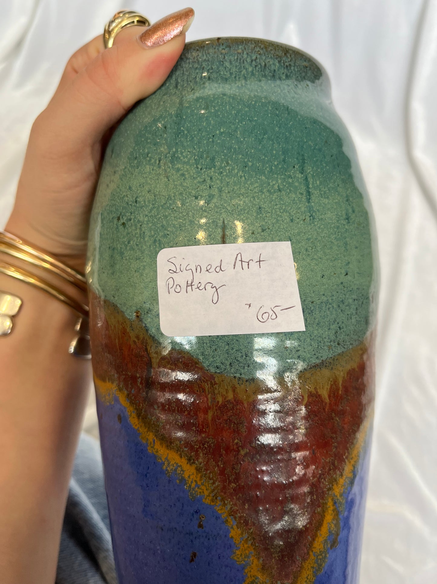 Brooman Pottery Blue and Brown Vase