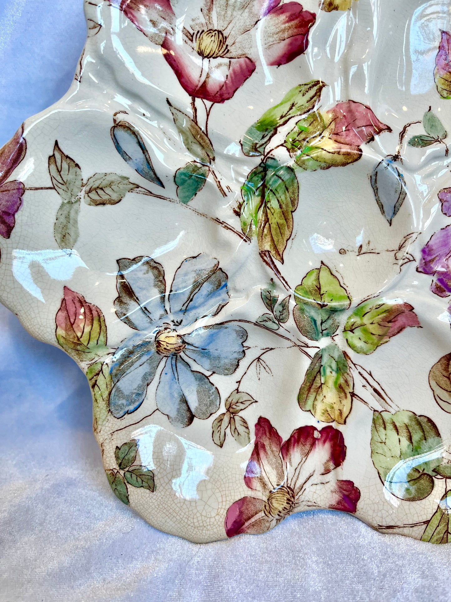 Set of Floral 19th Century English Oyster Plates by William Alsager Adderley