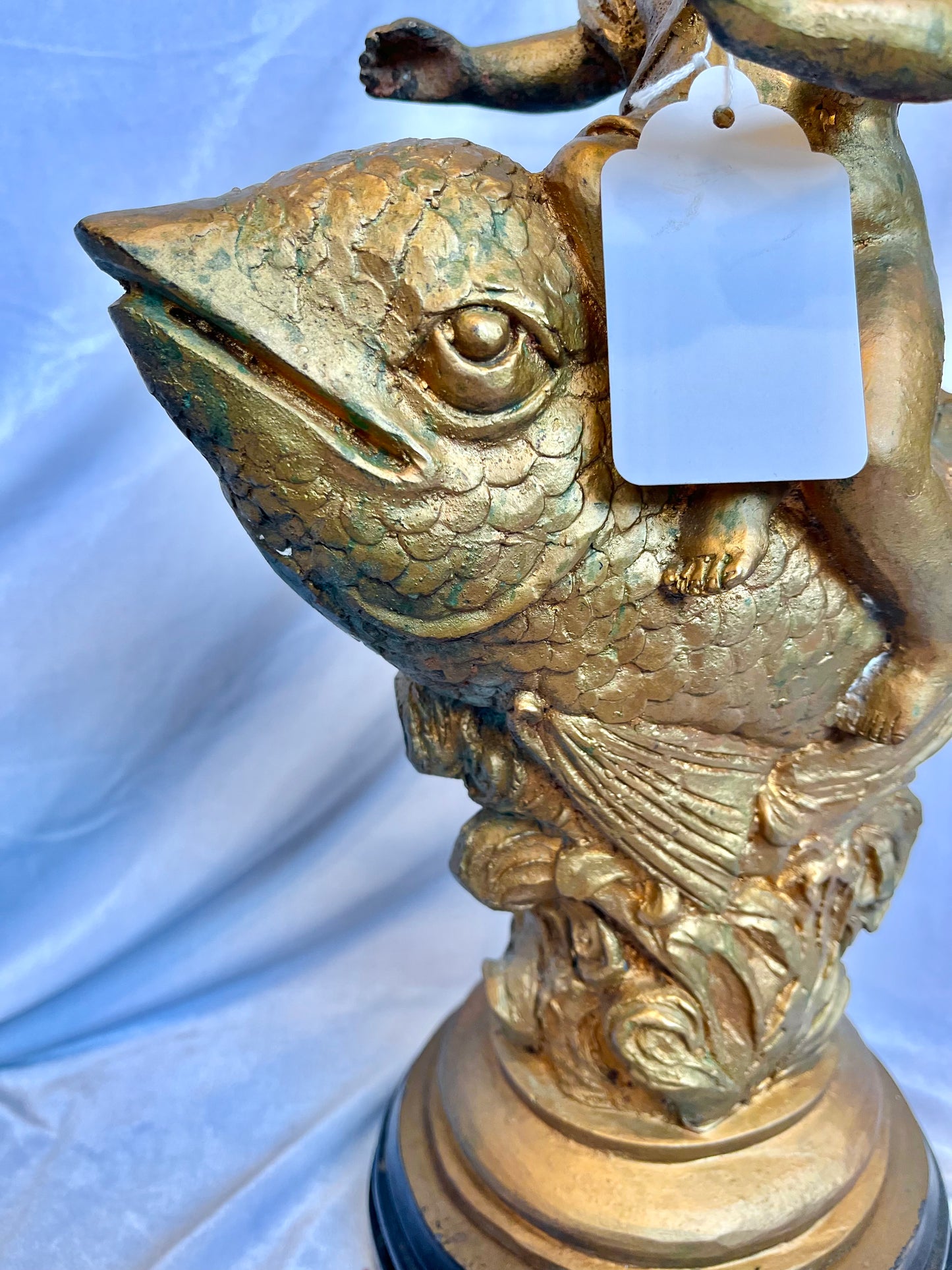 Gold Cherub Riding Fish Mantel Piece