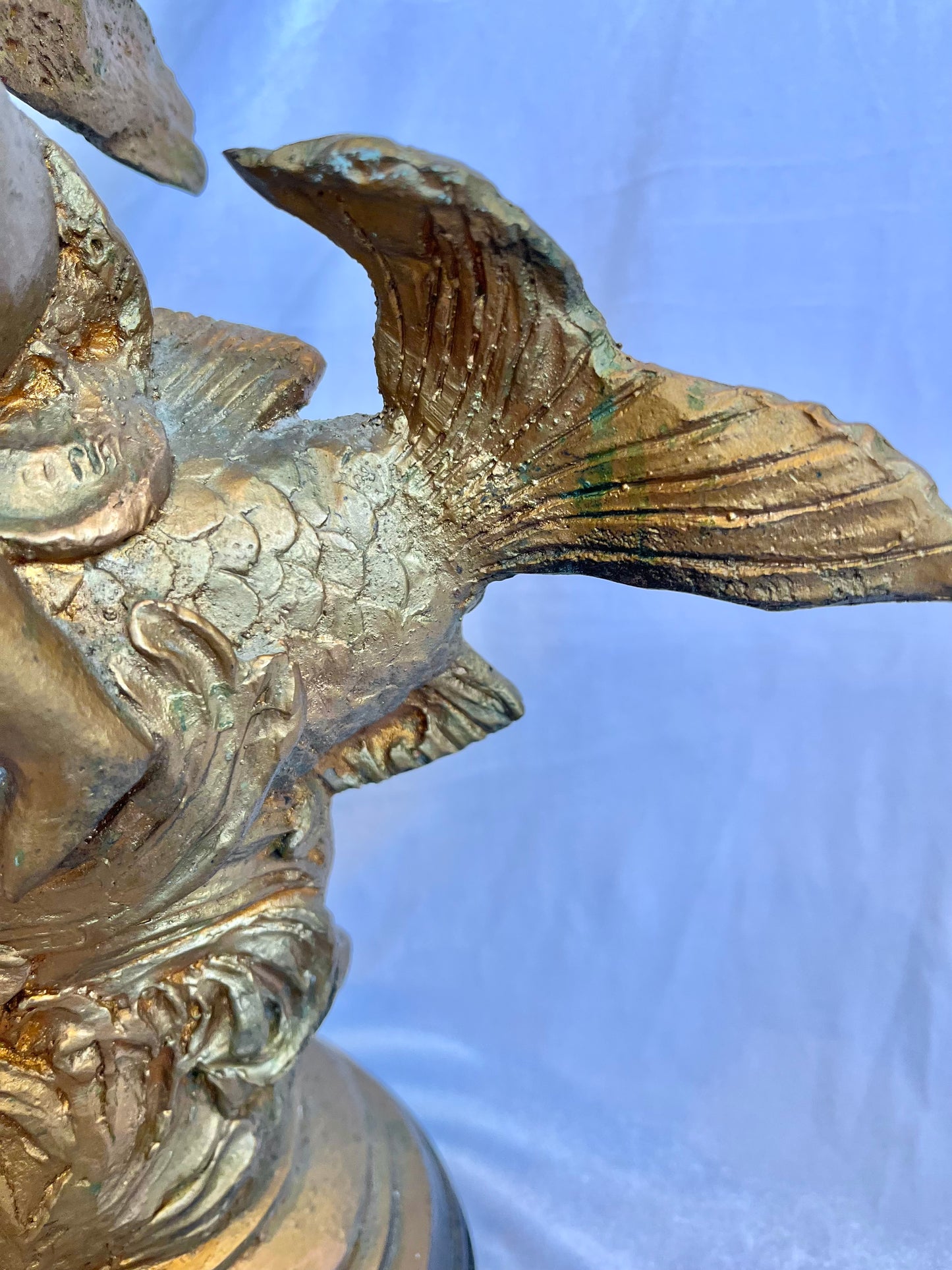 Gold Cherub Riding Fish Mantel Piece