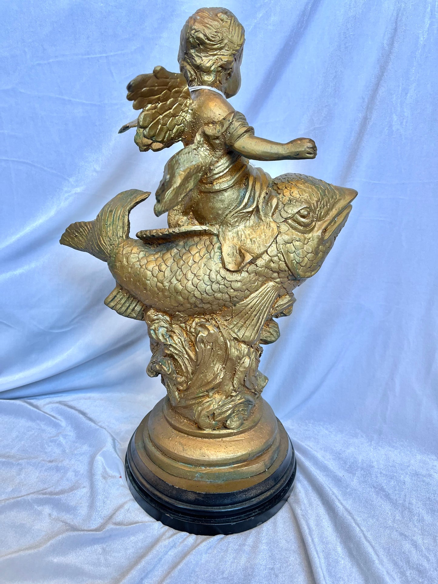 Gold Cherub Riding Fish Mantel Piece