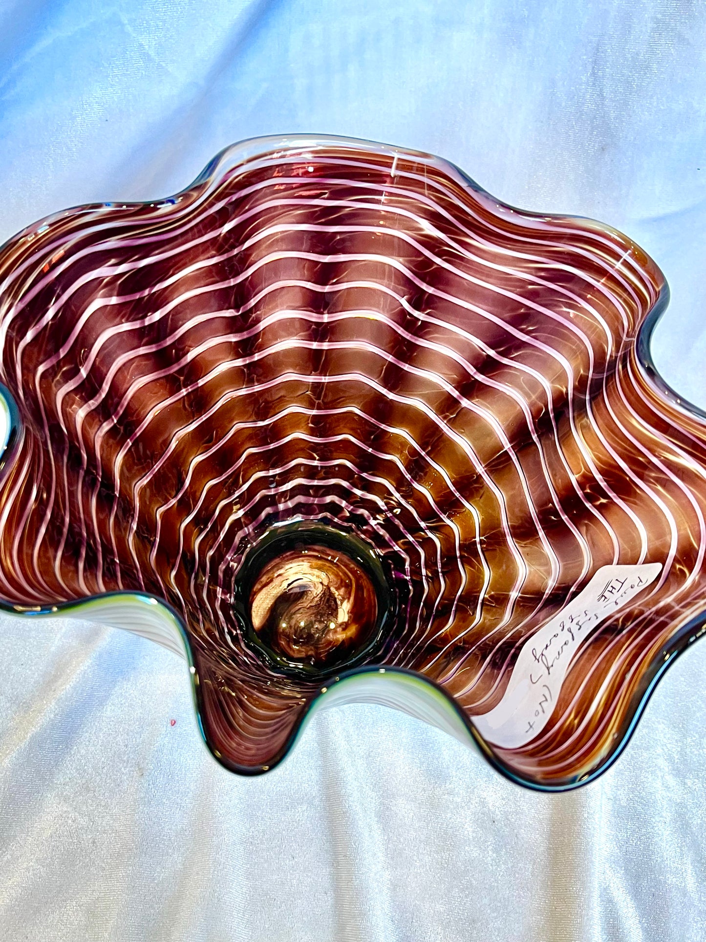 Paul Tiffany Art Glass Flared Vase with Stripes