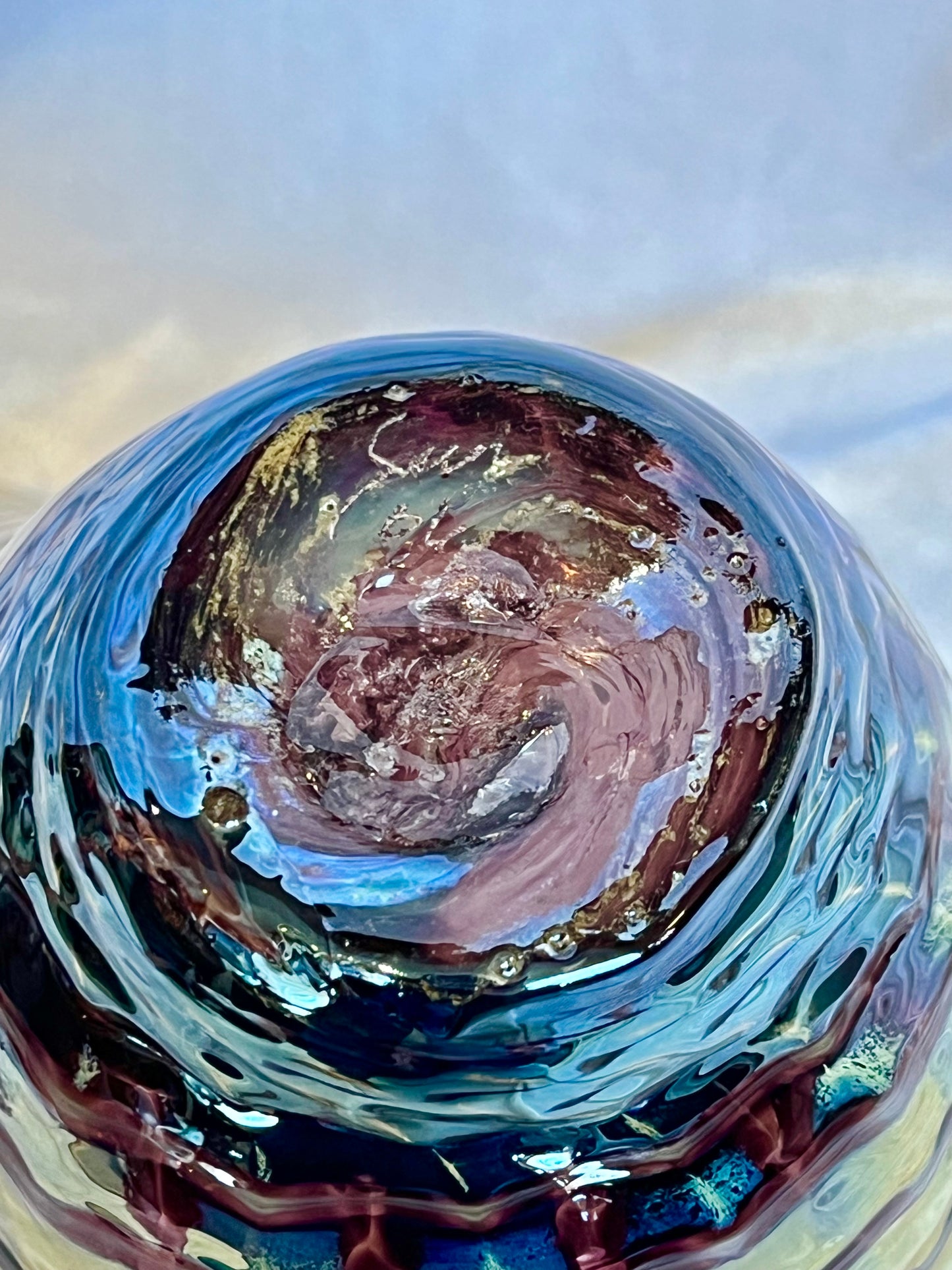 Paul Tiffany Art Glass Flared Vase with Stripes