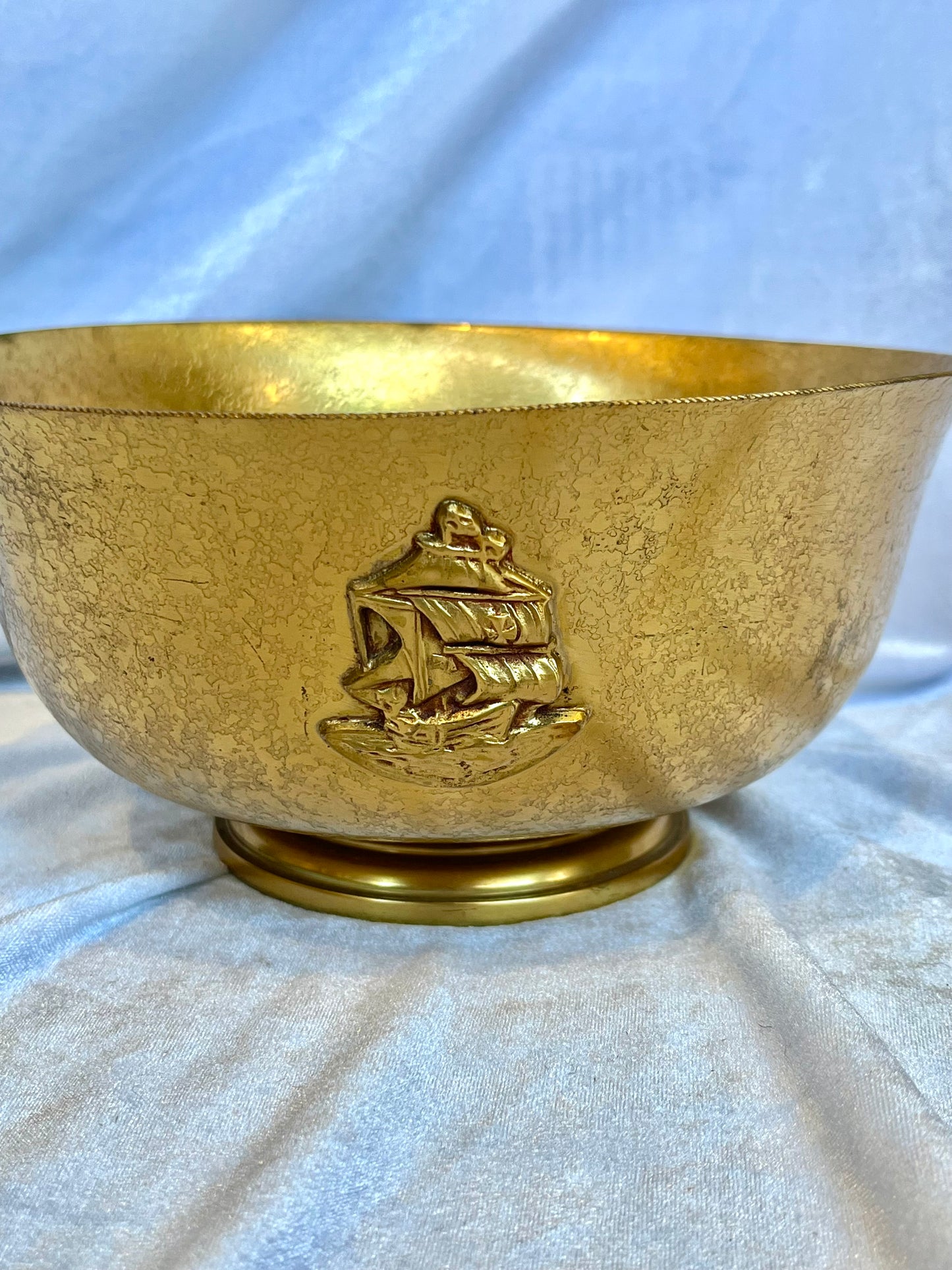 Tiffany Favrile Furnaces Bronze Bowl with Ship