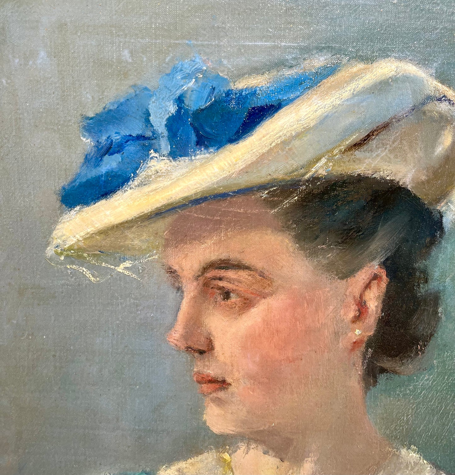 Charles Paul Gruppe Portrait of Lady Wearing White Hat