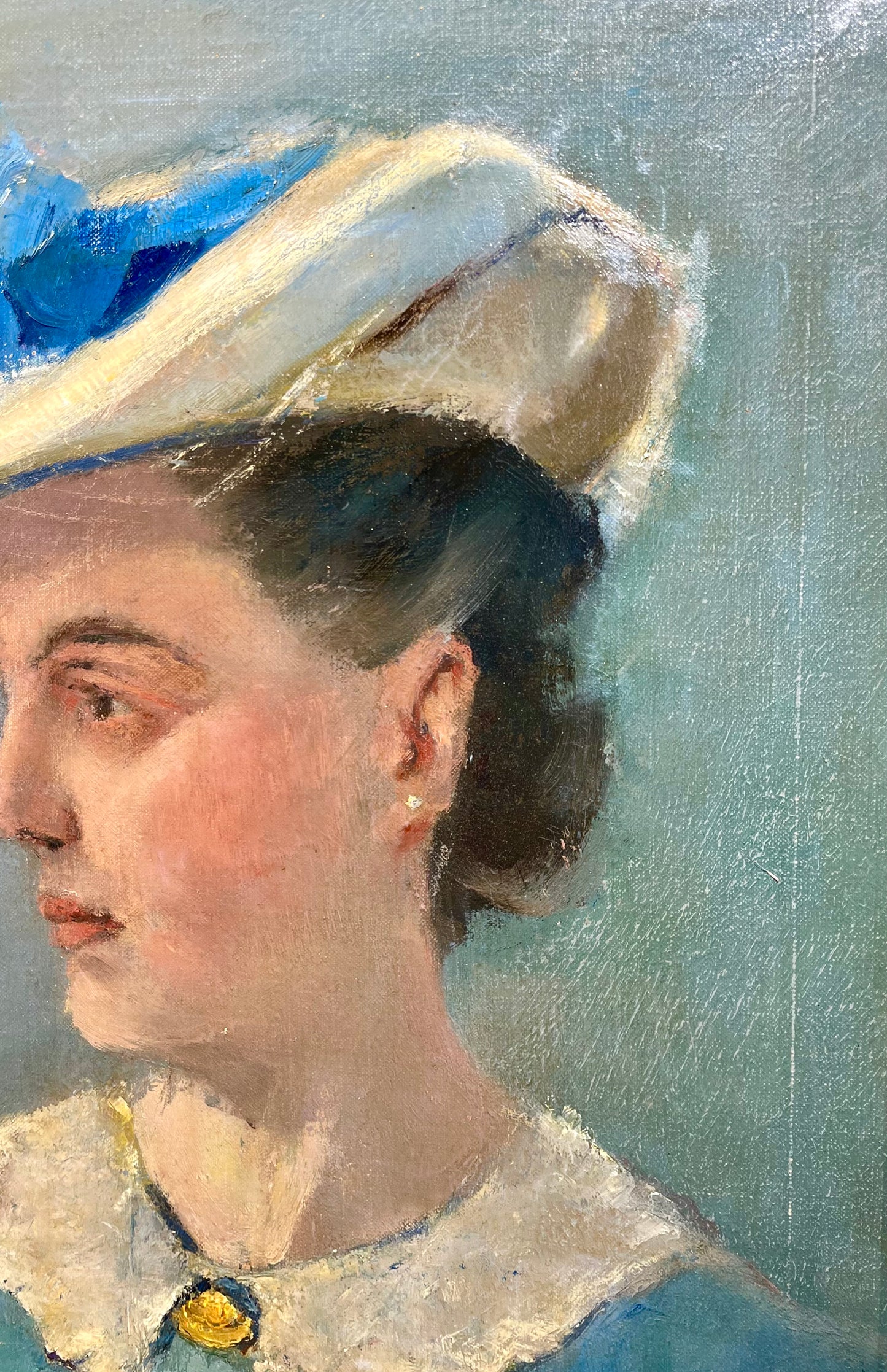 Charles Paul Gruppe Portrait of Lady Wearing White Hat