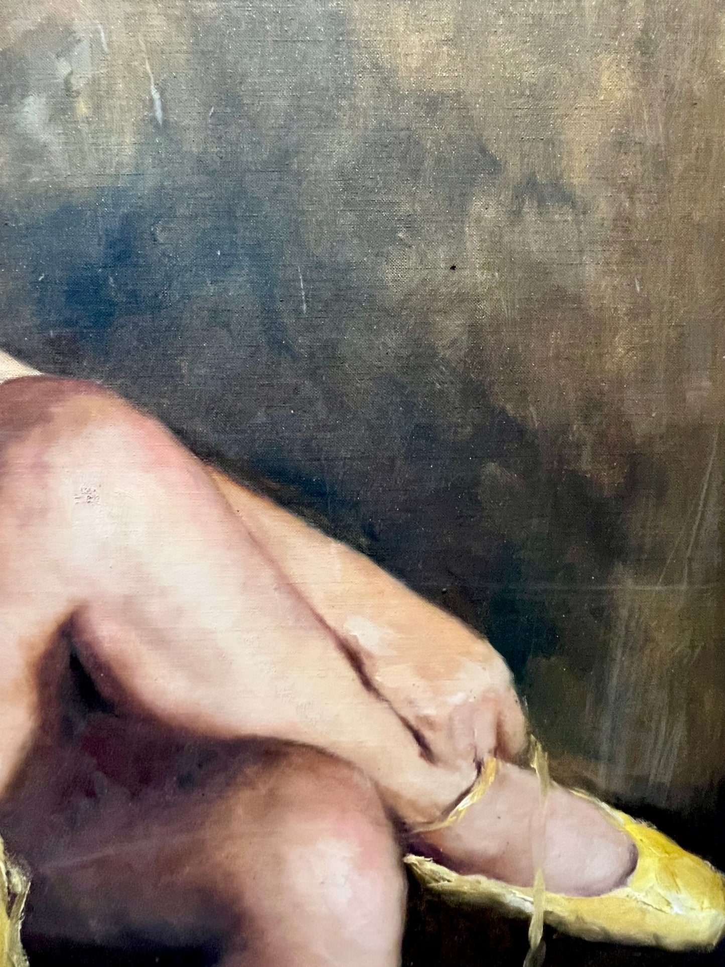 Impressionist 20th Century Oil Painting of Ballerina in Yellow