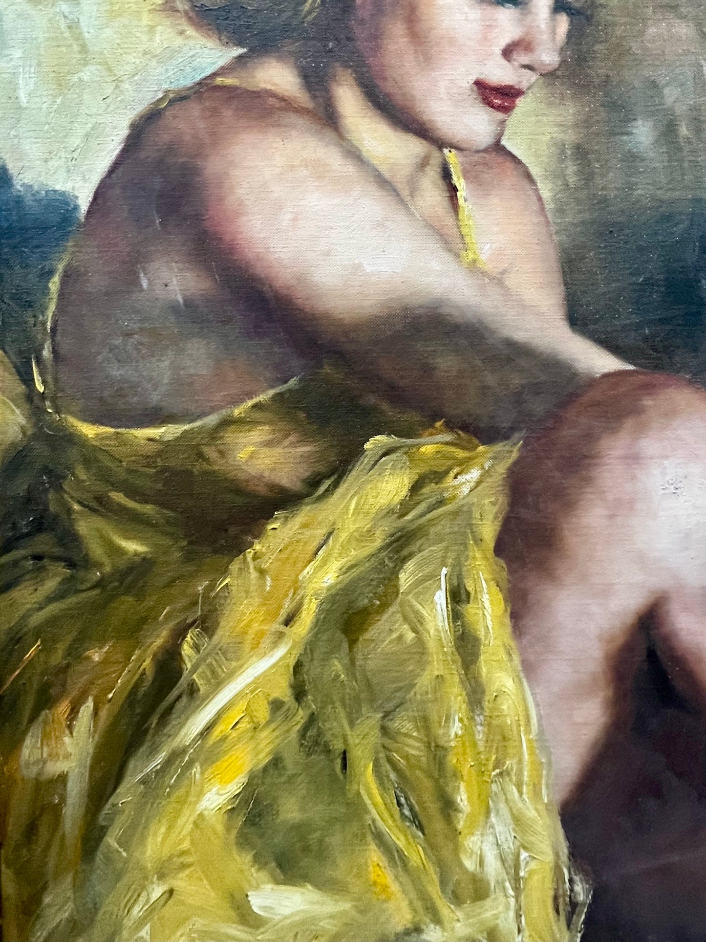Impressionist 20th Century Oil Painting of Ballerina in Yellow