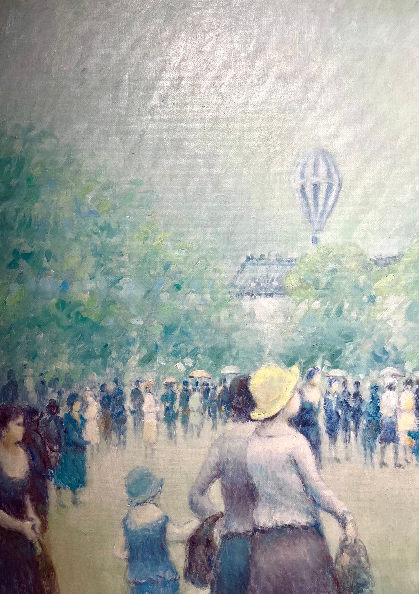 Jean Daumier Painting of People Watching Hot Air Balloon