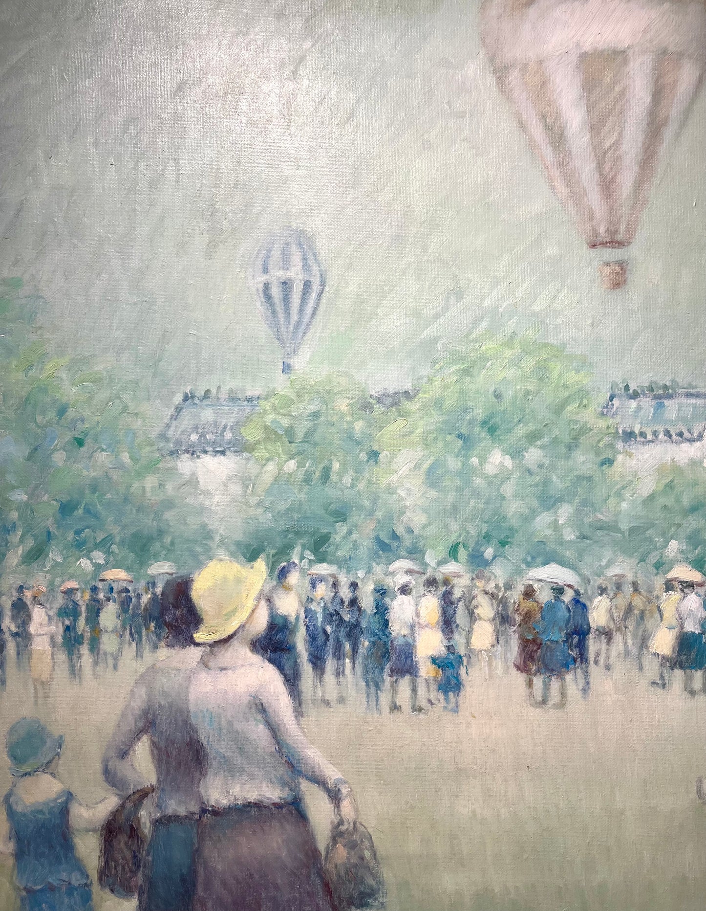 Jean Daumier Painting of People Watching Hot Air Balloon