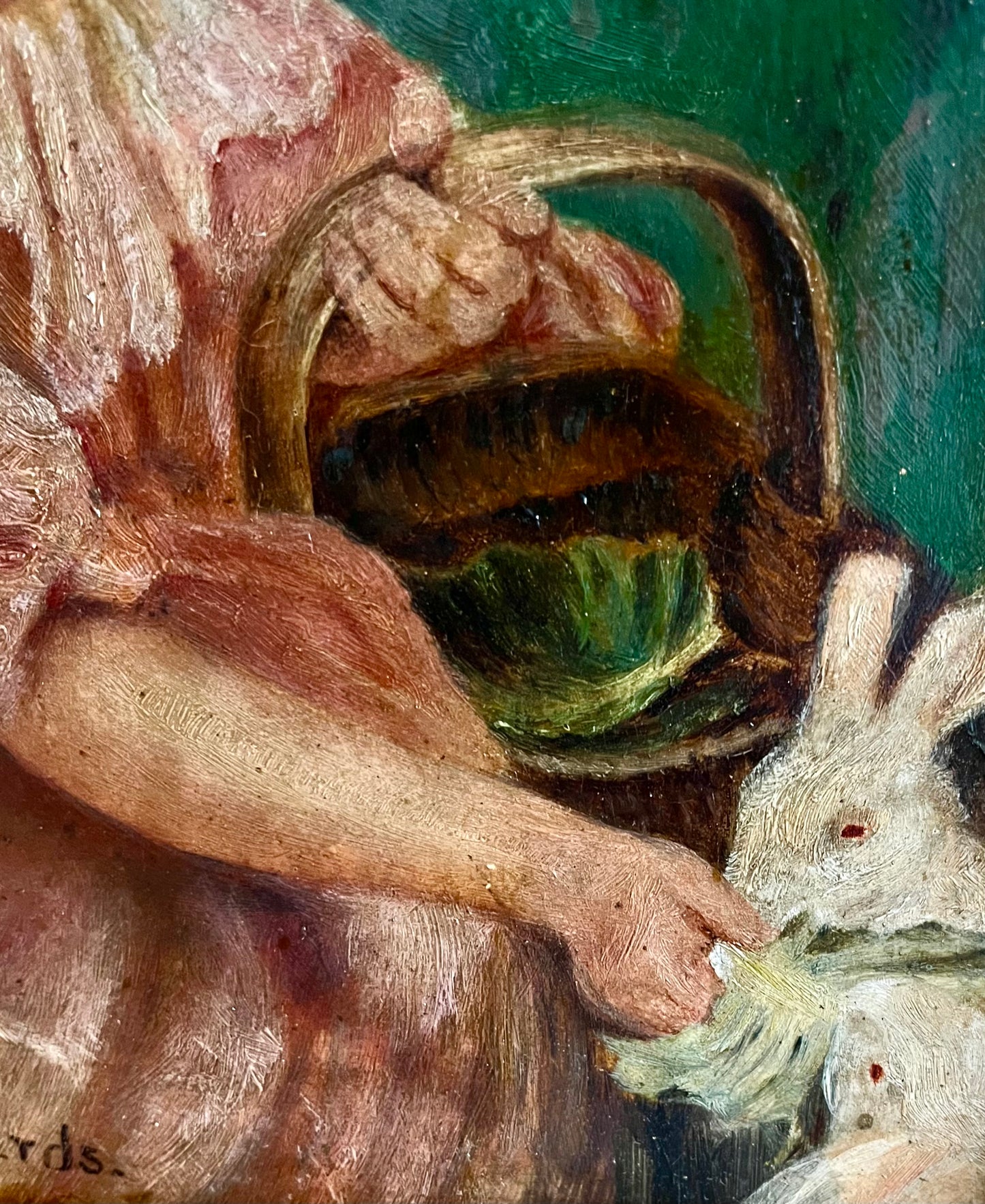 Little Girl Feeding Rabbit by Robert Edwards, 1907