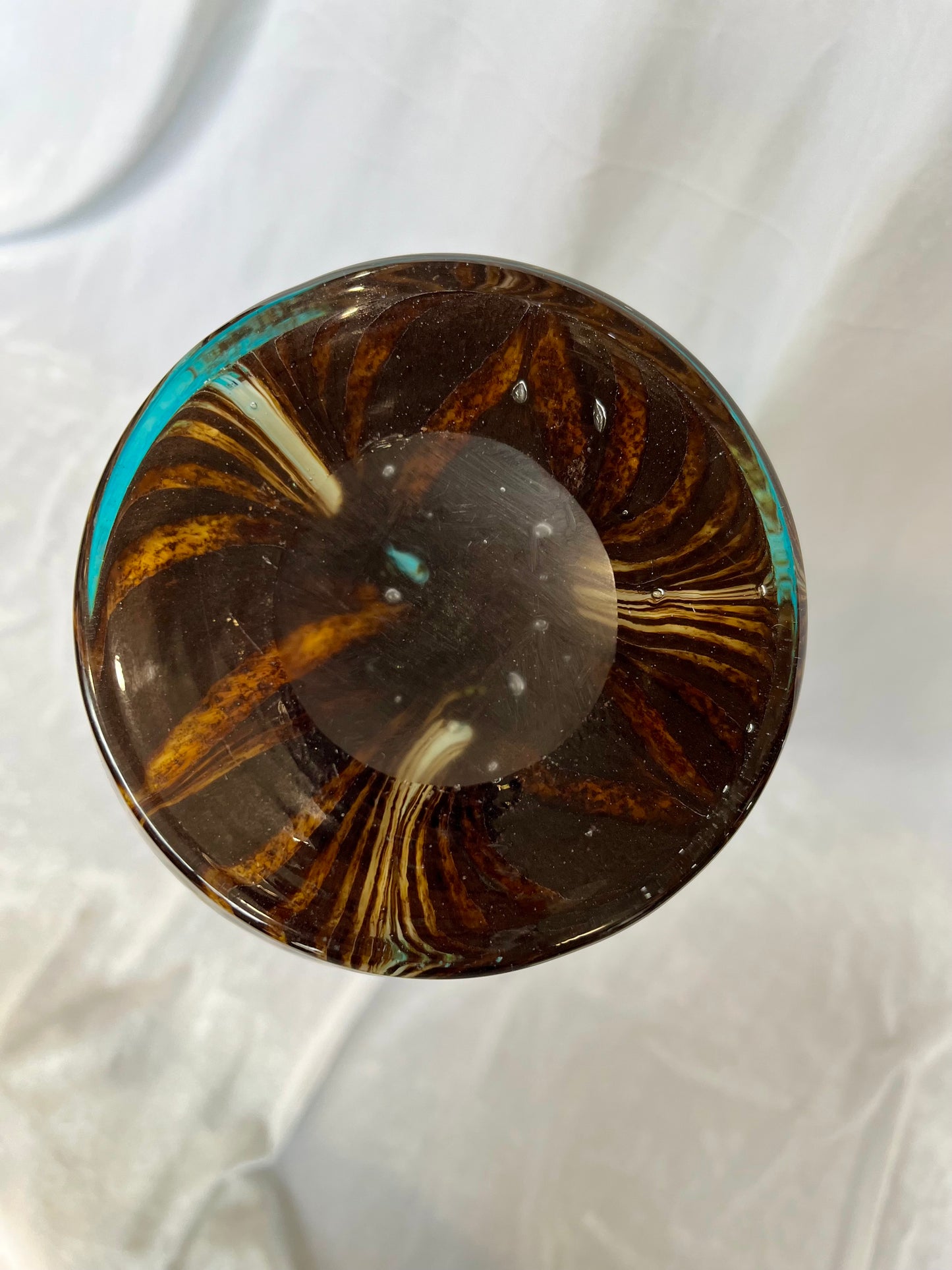 Murano Glass Turquoise and Brown Vase