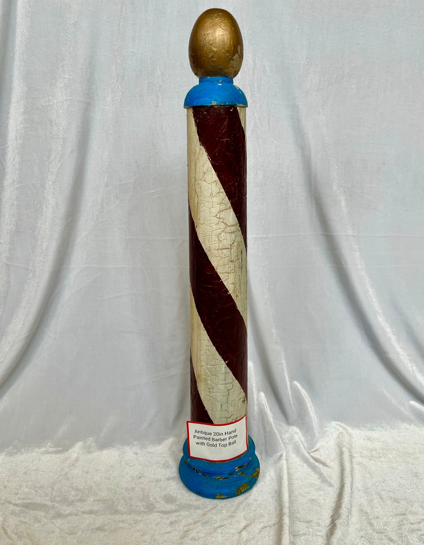 Antique Hand Painted Wooden Barber Pole