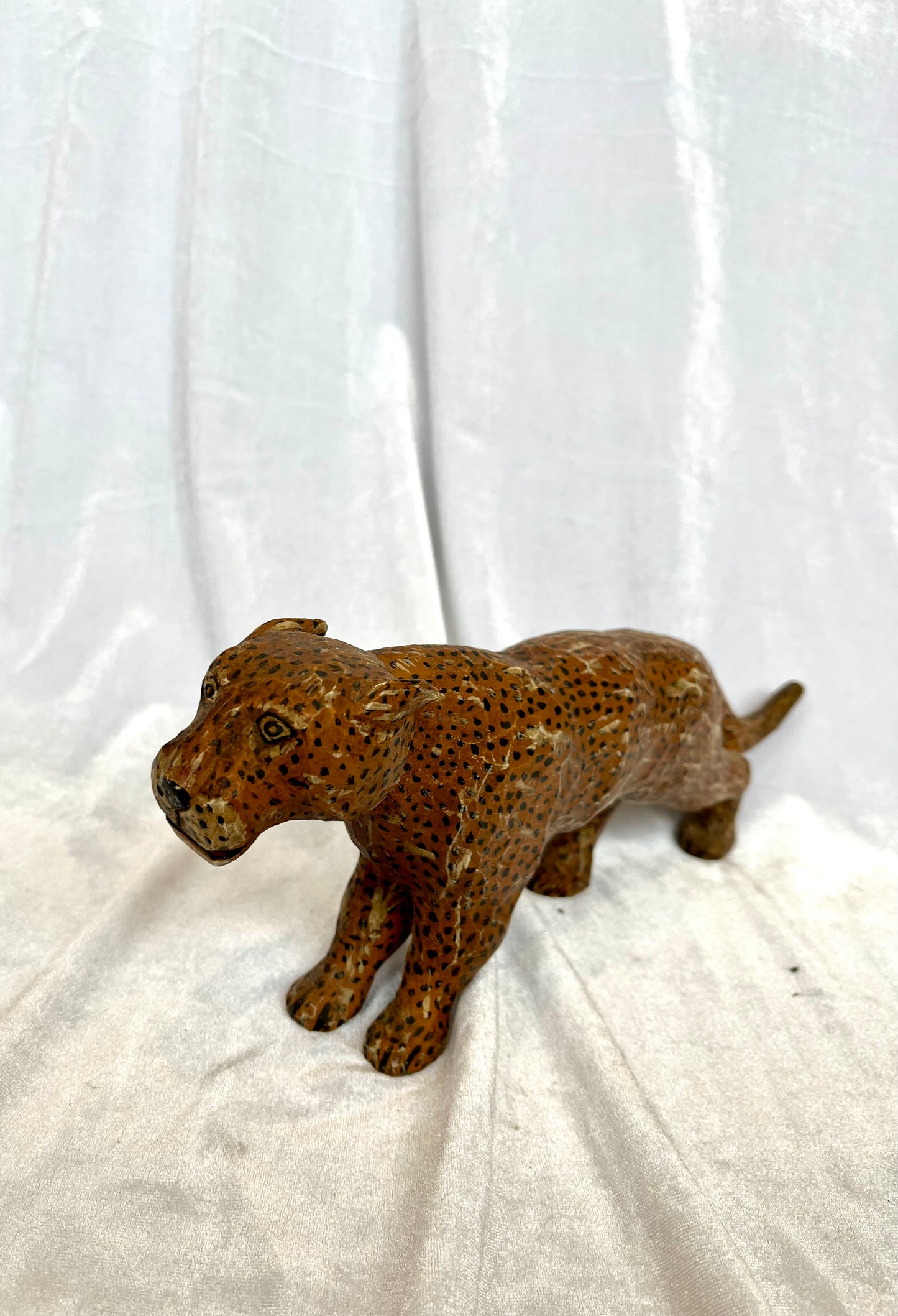 Folk Art Carved Wooden Cheetah or Leopard