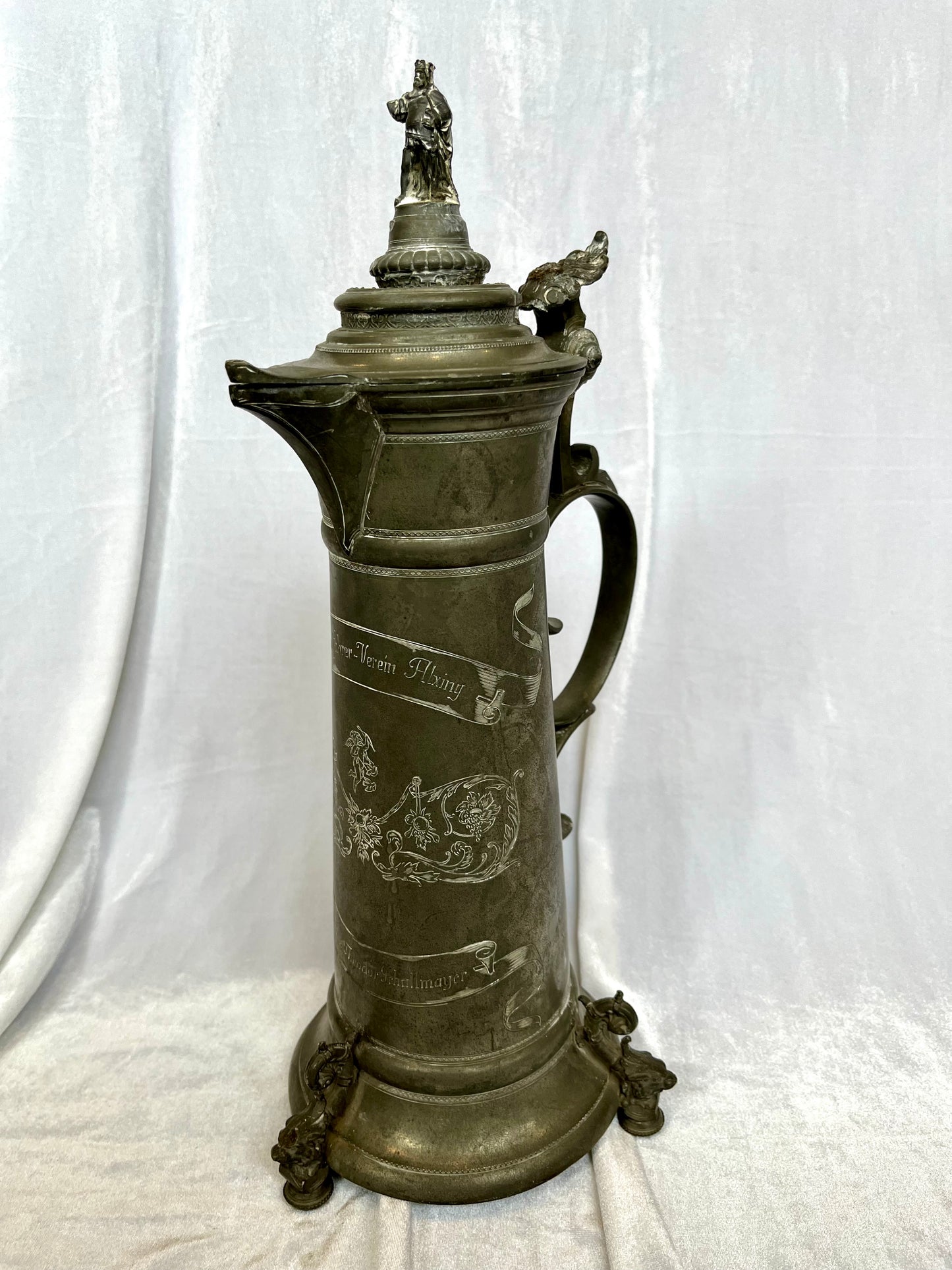 19th Century Ornate Pewter Bike Club Trophy