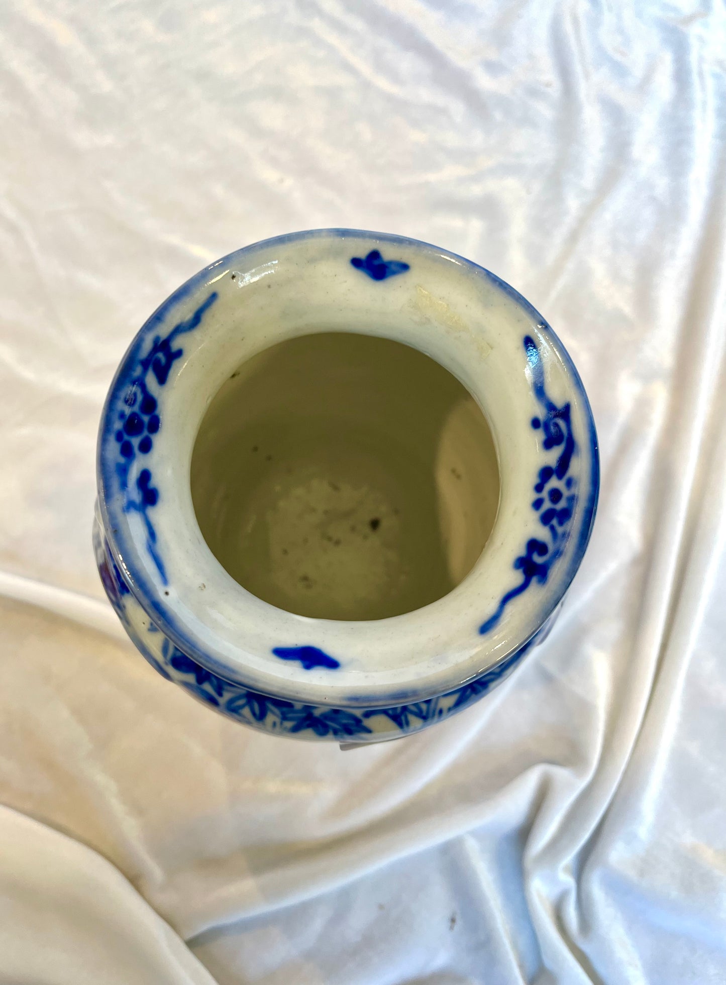 Chinoserie Floral Blue and White Vase