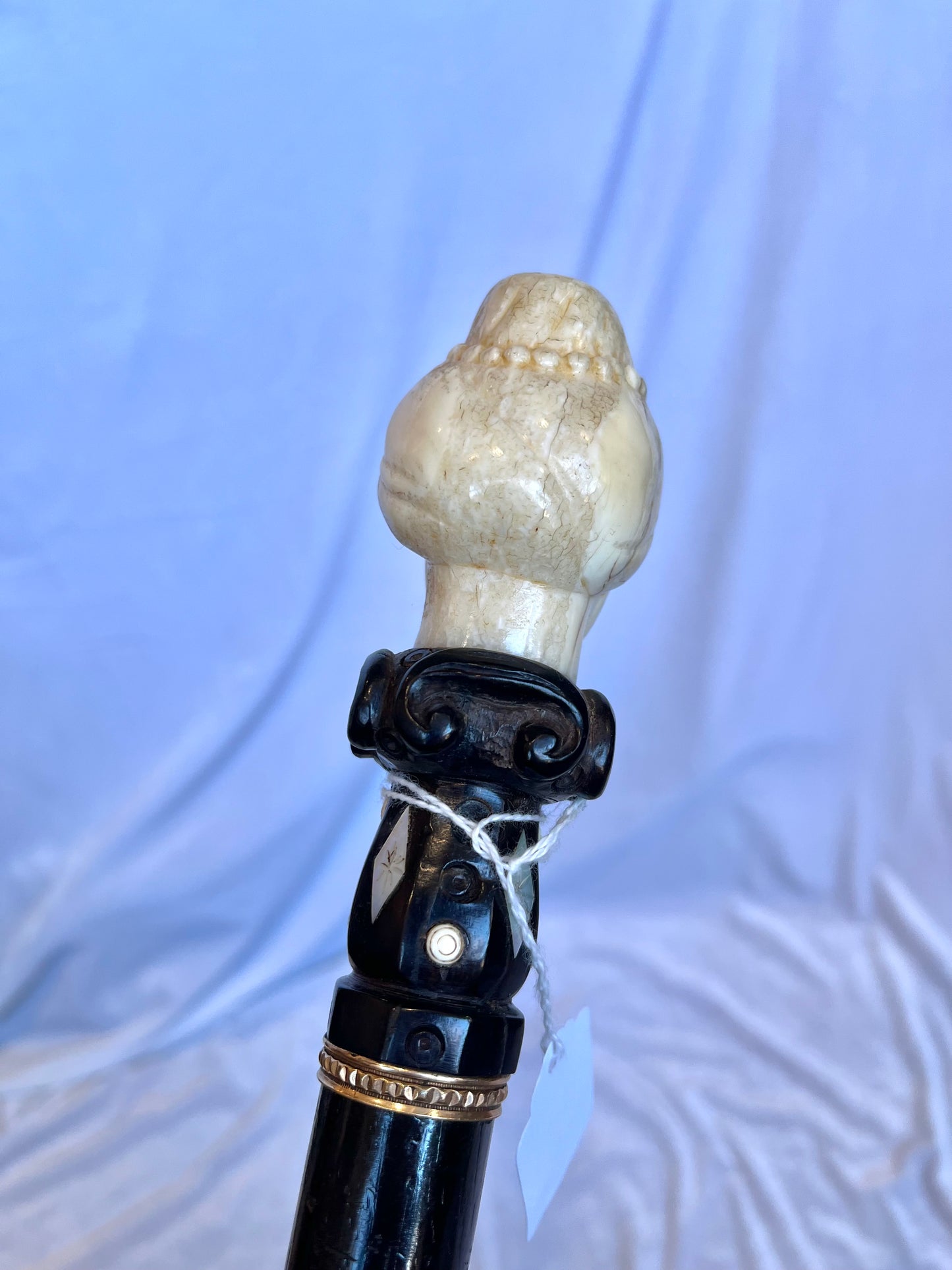 19th Century Carved Cane With Man in Headdress