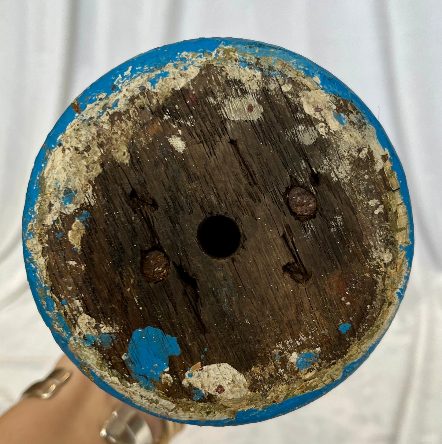 Antique Hand Painted Wooden Barber Pole