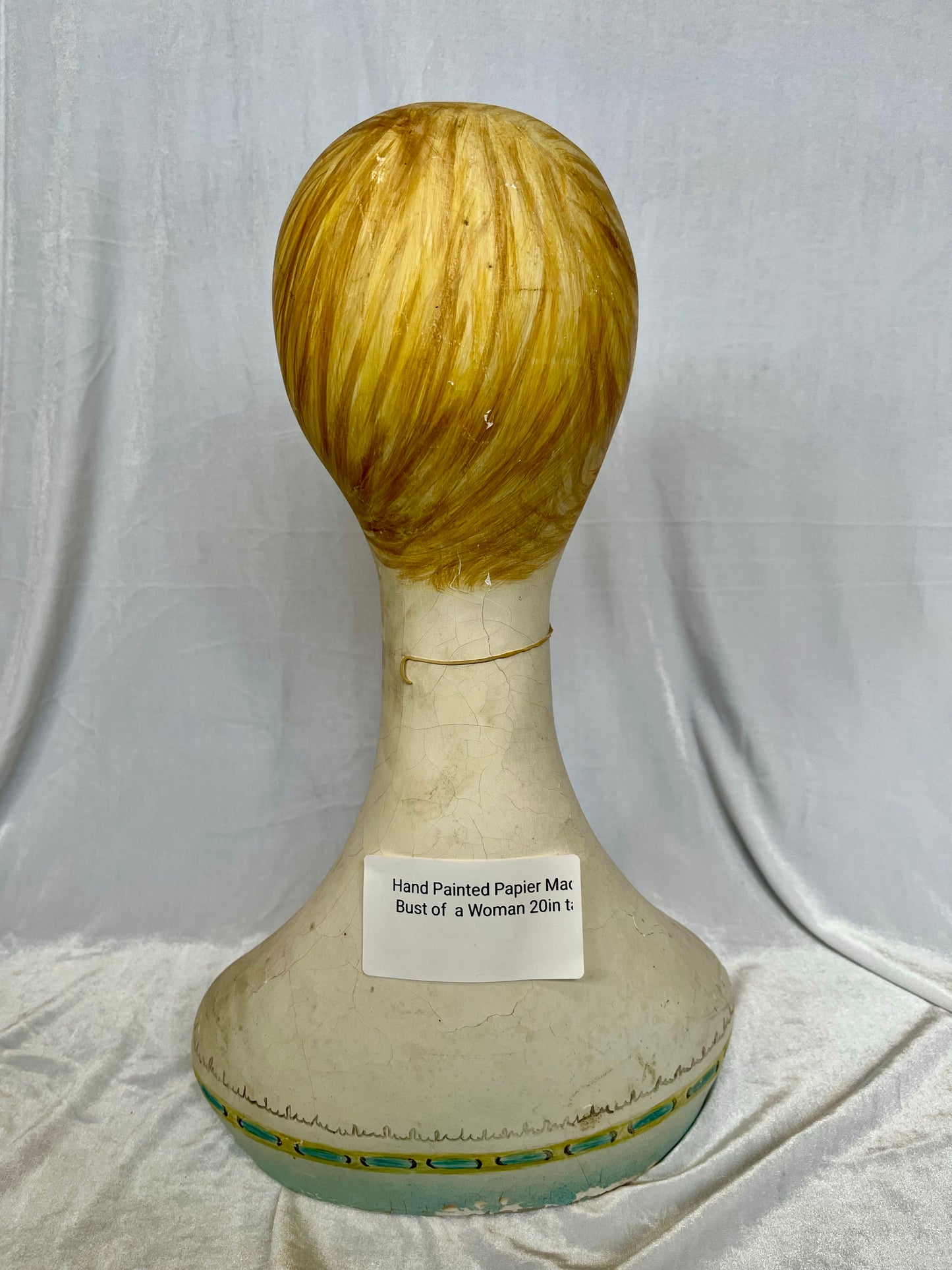Hand Painted Papier Mache Bust of Woman