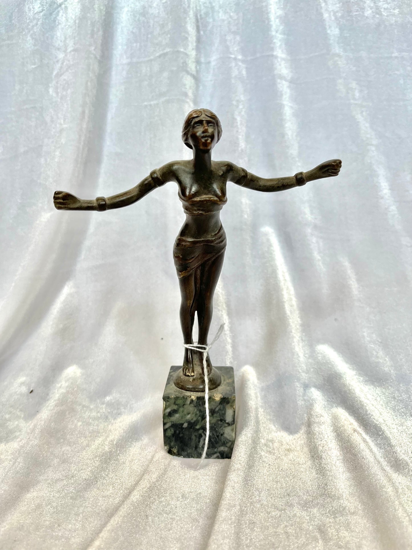 Small Bronze Statue of Woman with Arms Stretched