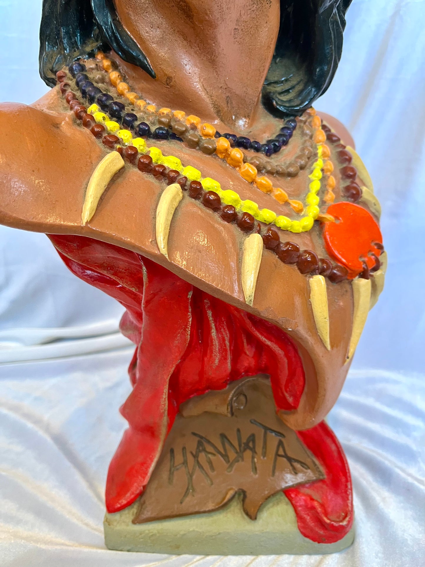 Hiawatha Painted Chalkware Cigar Store Bust Sculpture of Native American Man