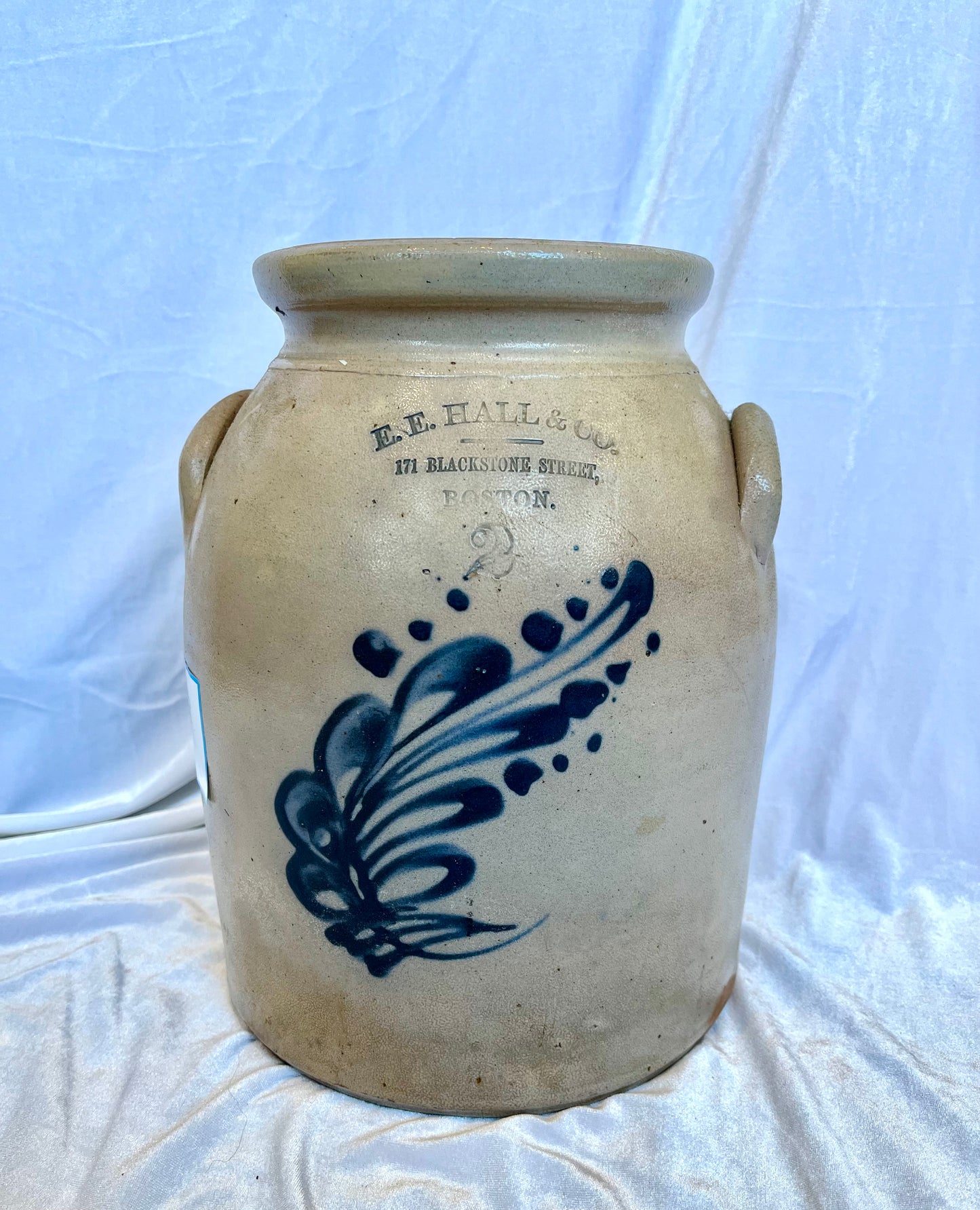 19th Century E.E. Hall & Co Boston Salt Glazed Crock