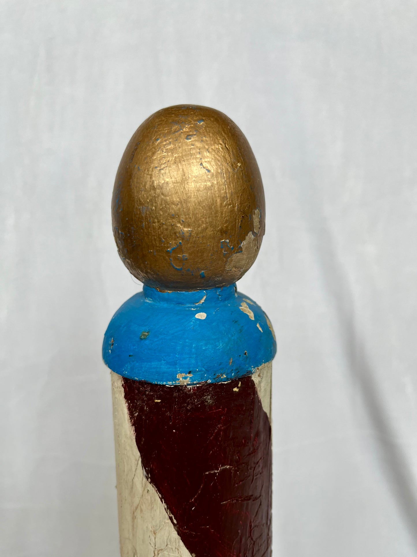 Antique Hand Painted Wooden Barber Pole