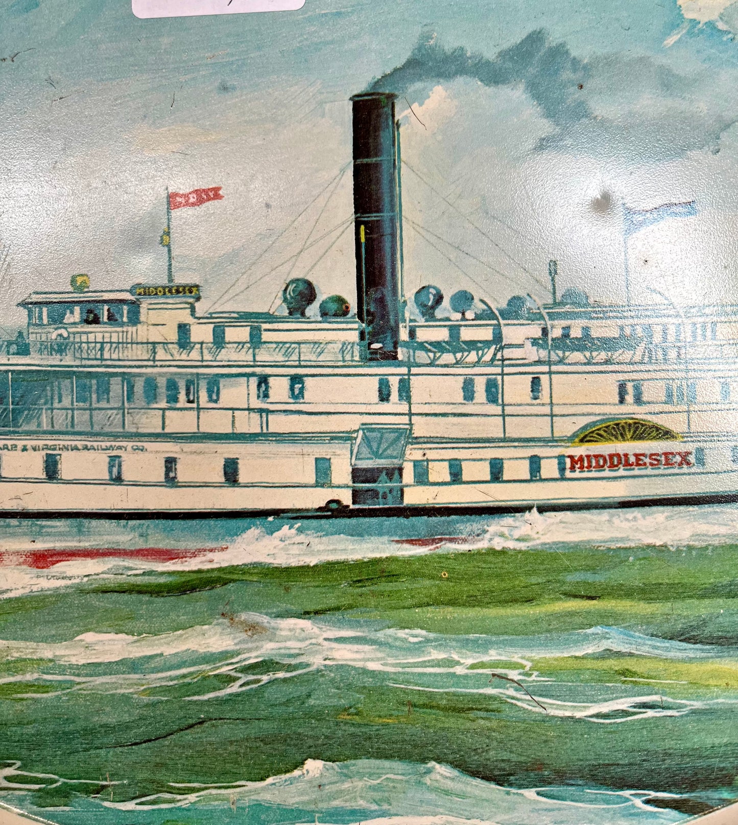 Day Lowry Painting of Middlesex Steamboat on Tray