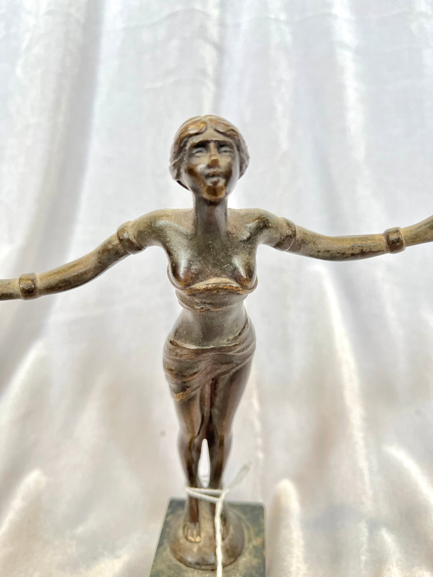 Small Bronze Statue of Woman with Arms Stretched