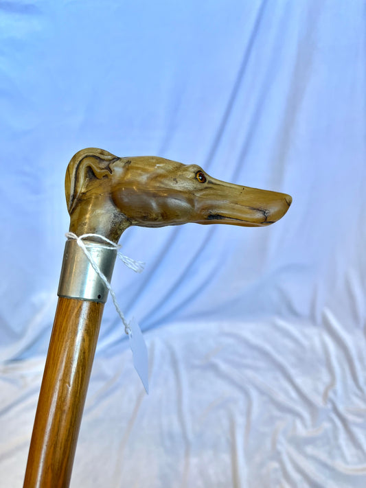 Antique Carved Cane with Greyhound Dog