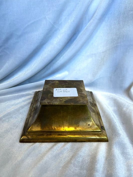 Antique Brass Inkwell