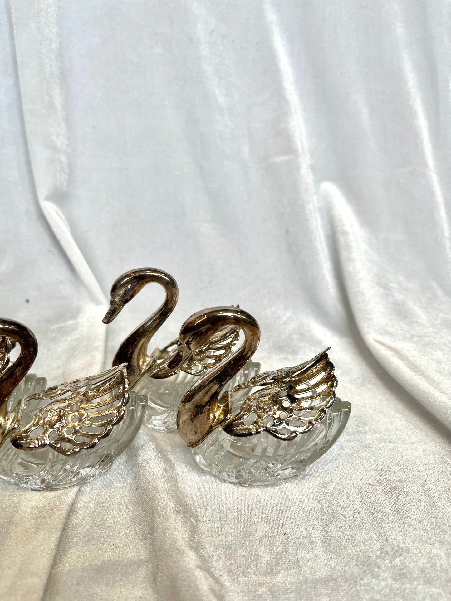 Silver and Glass Mesler Salt Cellars
