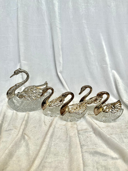 Silver and Glass Mesler Salt Cellars