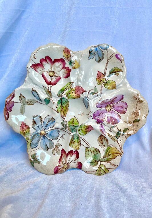 Set of Floral 19th Century English Oyster Plates by William Alsager Adderley