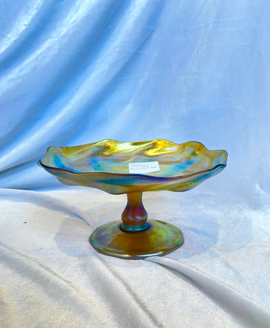 Tiffany Favrile Glass Compote Candy Dish