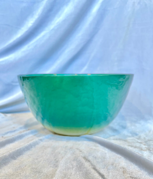 Green and Yellow Art Glass Bowl
