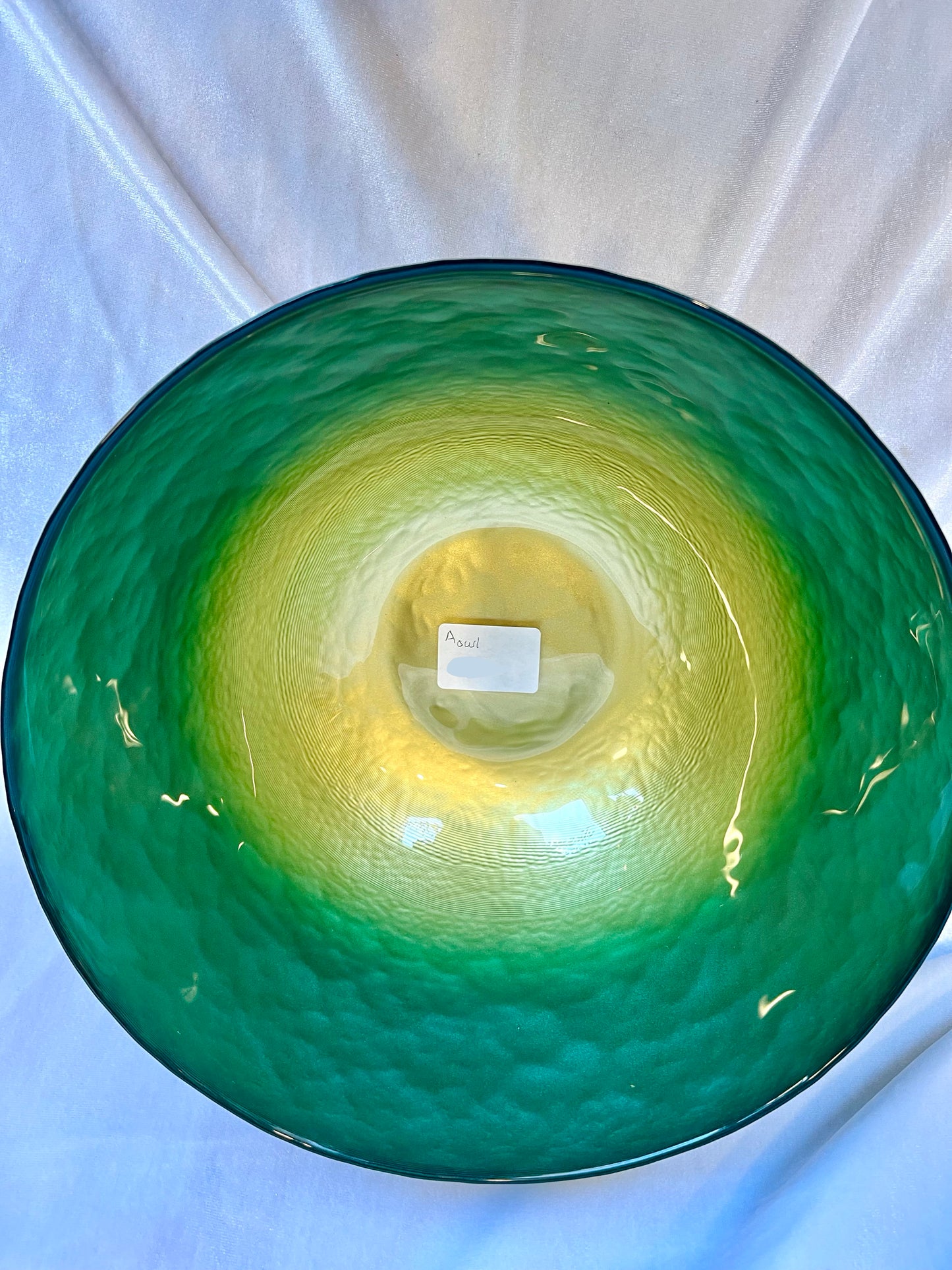 Green and Yellow Art Glass Bowl