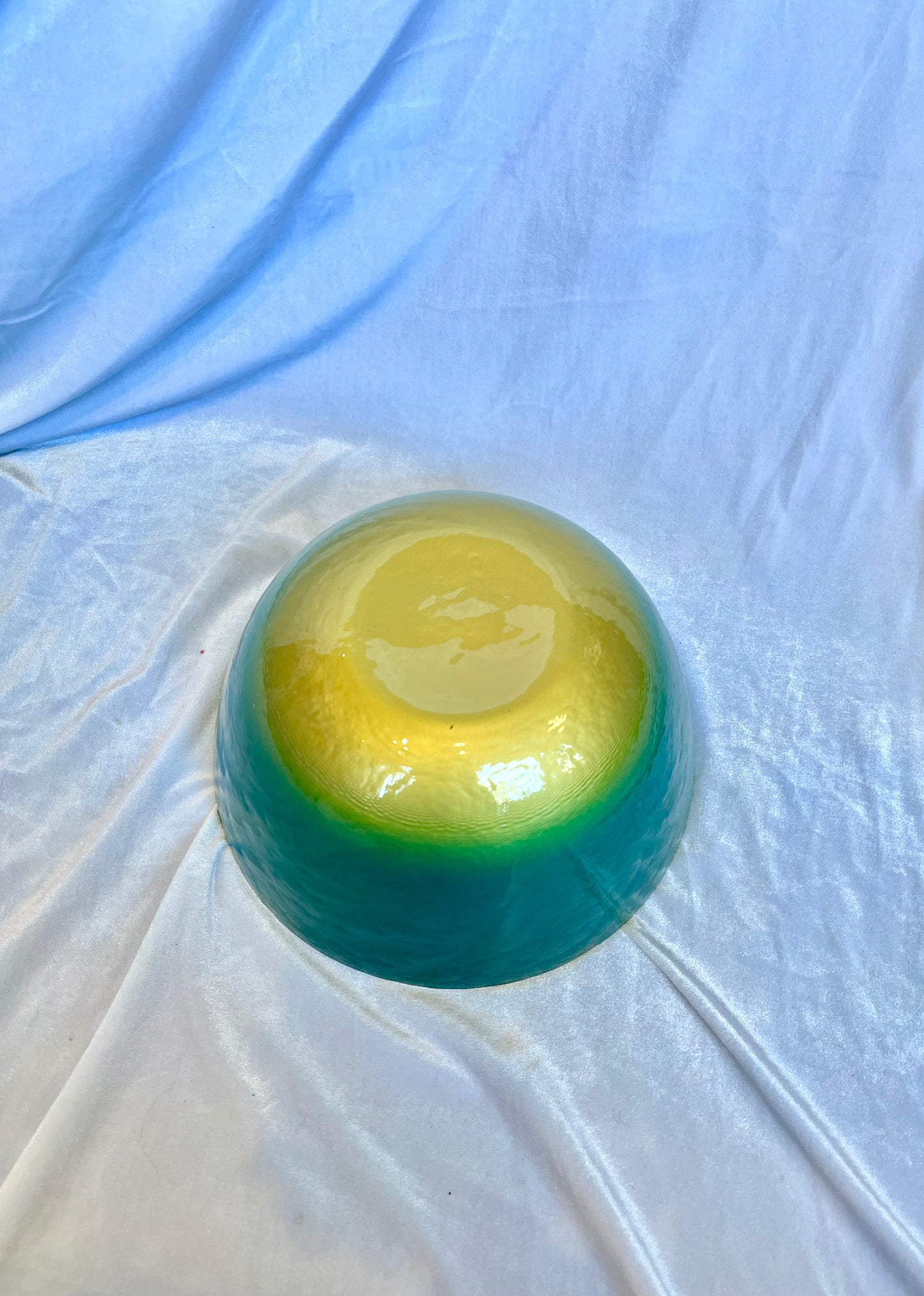 Green and Yellow Art Glass Bowl