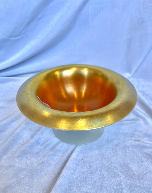 Gold Tiffany Favrile Art Glass Flared Bowl