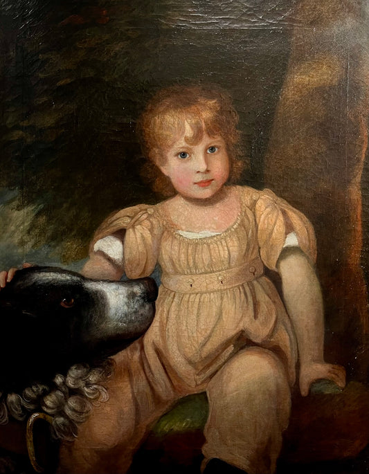 19th century portrait of child with dog