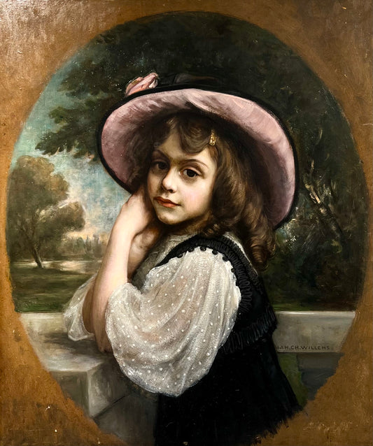 Charles Henry Willems 20th century Portrait of Little Girl